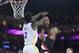 Bell stuffs Damian Lillard in a game against the Trail Blazers.