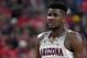 LAS VEGAS, NV - MARCH 10: Deandre Ayton #13 of the Arizona Wildcats walks on the court during the championship game of the Pac-12 basketball tournament against the USC Trojans at T-Mobile Arena on March 10, 2018 in Las Vegas, Nevada. The Wildcats won 75-