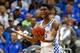 ATLANTA, GA - MARCH 22: Shai Gilgeous-Alexander #22 of the Kentucky Wildcats reacts to a call in the second half against the Kansas State Wildcats during the 2018 NCAA Men's Basketball Tournament South Regional at Philips Arena on March 22, 2018 in Atlant