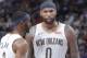 SACRAMENTO, CA - OCTOBER 26: Ian Clark #2 and DeMarcus Cousins #0 of the New Orleans Pelicans talk during the game against the Sacramento Kings on October 26, 2017 at Golden 1 Center in Sacramento, California. NOTE TO USER: User expressly acknowledges and