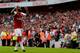 Arsenal's French striker Alexandre Lacazette celebrates scoring their fourth goal during the English Premier League football match between Arsenal and West Ham United at the Emirates Stadium in London on April 22, 2018. (Photo by Ian KINGTON / AFP) / REST