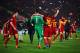 ROME, ITALY - APRIL 10: Alisson of AS Roma hugs his team-mate Daniele De Rossi after the UEFA Champions League quarter-final, match of return between AS Roma and FC Barcelona at Stadio Olimpico on April 10, 2018 in Rome, Italy. (Photo by Chris Brunsk