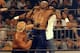 Hulk Hogan and Dennis Rodman team up on Karl Malone at WCW's 1998 Bash at the Beach.