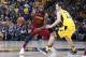 INDIANAPOLIS, IN - APRIL 22: LeBron James #23 of the Cleveland Cavaliers drives against Bojan Bogdanovic #44 of the Indiana Pacers in the second half of game four of the NBA Playoffs at Bankers Life Fieldhouse on April 22, 2018 in Indianapolis, Indiana. T