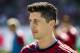 Bayern Munich's Polish forward Robert Lewandowski is seen warming up prior to the German first division Bundesliga football match between Hannover 96 vs Bayern Munich in Hanover, central Germany, on April 21, 2018. (Photo by ODD ANDERSEN / AFP) / RESTRICT