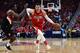 NEW ORLEANS, LA - APRIL 21: Nikola Mirotic #3 of the New Orleans Pelicans drives to the basket against Al-Farouq Aminu #8 of the Portland Trail Blazers during Game Four of the first round of the Western Conference playoffs at the Smoothie King Center on