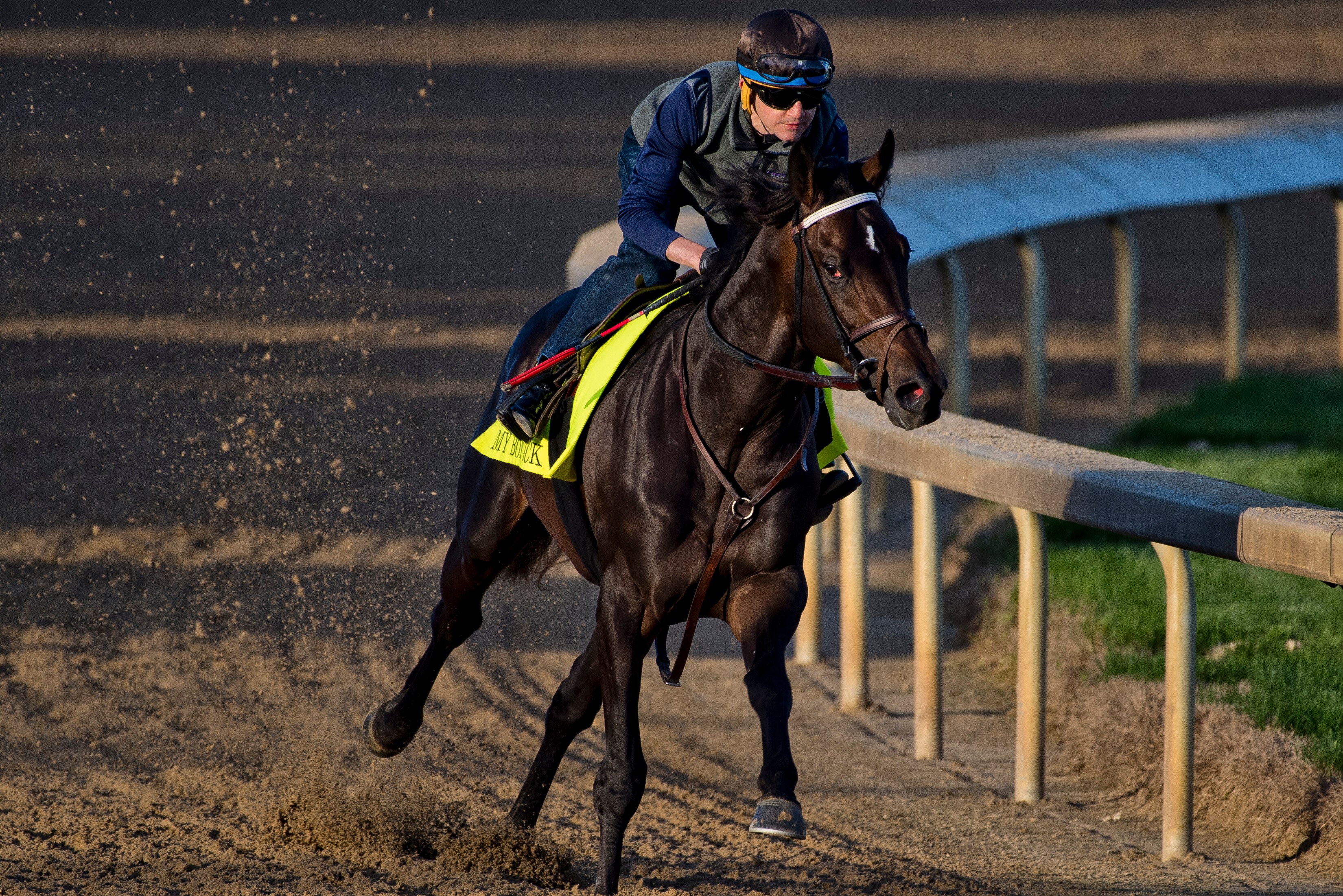 LOUISVILLE, KY - APRIL 28: My Boy Jack, trained by Keith Desormeaux, exercises in preparation for the Kentucky Derby at Churchill Downs on April 28, 2018 in Louisville, Kentucky. (Photo by Scott Serio/Eclipse Sportswire/Getty Images)