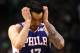 BOSTON, MA - MAY 9: JJ Redick #17 of the Philadelphia 76ers reacts during Game Five of the Eastern Conference Second Round of the 2018 NBA Playoffs at TD Garden on May 9, 2018 in Boston, Massachusetts. The Celtics defeat the 76ers 114-112 to advance to th