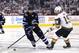 WINNIPEG, MB - MAY 14: Patrik Laine #29 of the Winnipeg Jets is defended by Reilly Smith #19 of the Vegas Golden Knights during the second period in Game Two of the Western Conference Finals during the 2018 NHL Stanley Cup Playoffs at Bell MTS Place on M