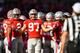 COLUMBUS, OH - OCTOBER 7: Nick Bosa #97 of the Ohio State Buckeyes asks for an explanation on a penalty from the referee during a game against the Maryland Terrapins at Ohio Stadium on October 7, 2017 in Columbus, Ohio. (Photo by Jamie Sabau/Getty Image