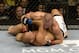 After their fight at UFC 94, BJ Penn (bottom) accused Georges St-Pierre of using a greasing agent.