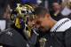 LAS VEGAS, NV - MAY 16: Marc-Andre Fleury (L) #29 and Ryan Reaves #75 of the Vegas Golden Knights celebrate after the team's 4-2 win over the Winnipeg Jets in Game Three of the Western Conference Finals during the 2018 NHL Stanley Cup Playoffs at T-Mobil