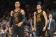 CLEVELAND, OH - FEBRUARY 22: Jordan Clarkson #8 and Larry Nance Jr. #24 of the Cleveland Cavaliers enter the game for the first time on their new home court at Quicken Loans Arena during the first half against the Washington Wizards on February 22, 2018 i