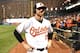 BALTIMORE, MD - OCTOBER 04: Chris Davis #19 of the Baltimore Orioles does an interview after a baseball game against the New York Yankees at Oriole Park at Camden Yards on October 4, 2015 in Baltimore, Maryland. The Orioles won 9-4. (Photo by Mitchell