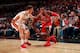 CHICAGO, IL - JANUARY 15: Kris Dunn #32 of the Chicago Bulls dribbles the ball while guarded by Goran Dragic #7 of the Miami Heat on January 15, 2018 at the United Center in Chicago, Illinois. NOTE TO USER: User expressly acknowledges and agrees that, by