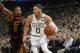BOSTON, MA - MAY 23: Jayson Tatum #0 of the Boston Celtics handles the ball against the Cleveland Cavaliers during Game Five of the Eastern Conference Finals of the 2018 NBA Playoffs on May 23, 2018 at the TD Garden in Boston, Massachusetts. NOTE TO USE