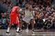 CLEVELAND, OH - FEBRUARY 3: LeBron James #23 of the Cleveland Cavaliers defends against James Harden #13 of the Houston Rockets during the game between the two teams on February 3, 2018 at Quicken Loans Arena in Cleveland, Ohio. NOTE TO USER: User expres