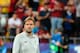 Liverpool's German manager Jurgen Klopp reacts on the pitch after the UEFA Champions League final football match between Liverpool and Real Madrid at the Olympic Stadium in Kiev, Ukraine on May 26, 2018. - Real Madrid defeated Liverpool 3-1. (Photo by Pau