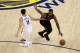  OAKLAND, CA - MAY 31: JR Smith # 5 of the Cleveland Cavaliers leads the basket against Klay Thompson # 11 of the Golden State Warriors in Game 1 of the Finals of the 2018 NBA at ORACLE Arena on May 31, 2018 in Oakland, California. NOTE TO THE USER: User expressly 