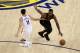 OAKLAND, CA - MAY 31: JR Smith # 5 of the Cleveland Cavaliers leads the basket against Klay Thompson # 11 of the Golden State Warriors in Game 1 of the Finals of the 2018 NBA at ORACLE Arena on May 31, 2018 in Oakland, California. NOTE TO THE USER: User expressly