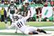 EAST RUTHERFORD, NJ - DECEMBER 24: Buster Skrine #41 of the New York Jets is called for pass interference on a pass intended for Mike Williams #81 of the Los Angeles Chargers during the first half of an NFL game at MetLife Stadium on December 24, 2017 in