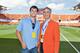HOUSTON, TX - MAY 12: Former Dynamo President Oliver Luck (R) and his son Andrew Luck, first round pick in the NFL by the Indianapolis Colts during pre-game activity at the inaugural opening at BBVA Compass Stadium on May 12, 2012 in Houston, Texas. (Phot