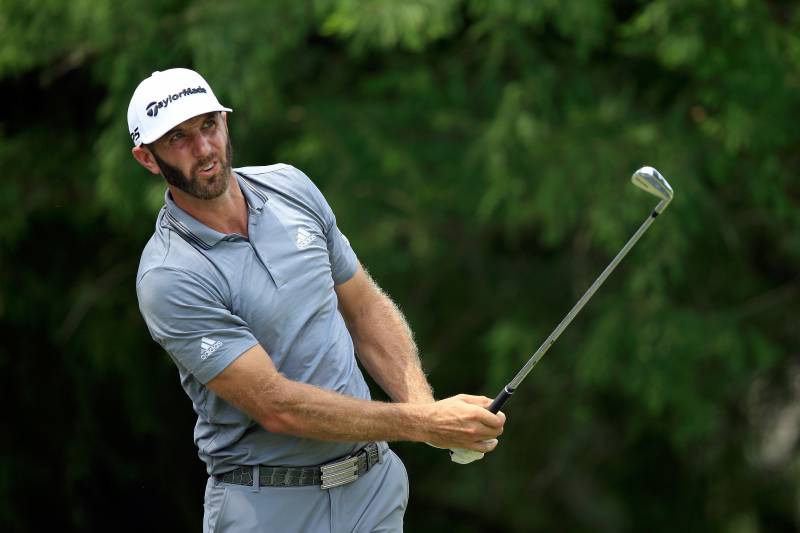 MEMPHIS, TN - JUNE 09: Dustin Johnson plays his shot from the 12th tee during the third round of the FedEx St. Jude Classic at TPC Southwind on June 9, 2018 in Memphis, Tennessee. (Photo by Andy Lyons/Getty Images)