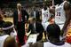 DES MOINES, IA - APRIL 29: Nick Nurse Head Coach of the Iowa Energy calls a play during a time out of Game Three of the NBA Development League Finals against the Rio Grande Valley Vipers at the Wells Fargo Arena on April 29, 2011 in Des Moines, Iowa. NOTE