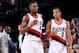 PORTLAND, OR - NOVEMBER 13: C.J. McCollum #3 and Maurice Harkless #4 of the Portland Trail Blazers talk during the game against the Denver Nuggets on November 13, 2016 at the Moda Center in Portland, Oregon. NOTE TO USER: User expressly acknowledges and a