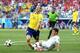 NIZHNIY NOVGOROD, RUSSIA - JUNE 18: Kim Min-Woo of Korea Republic fouls Viktor Claesson of Sweden inside the box, leading to a VAR decision penalty during the 2018 FIFA World Cup Russia group F match between Sweden and Korea Republic at Nizhniy Novgorod