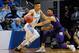 ATLANTA, GA - MARCH 22: Kevin Knox #5 of the Kentucky Wildcats handles the ball against Mike McGuirl #0 of the Kansas State Wildcats in the second half during the 2018 NCAA Men's Basketball Tournament South Regional at Philips Arena on March 22, 2018 in A