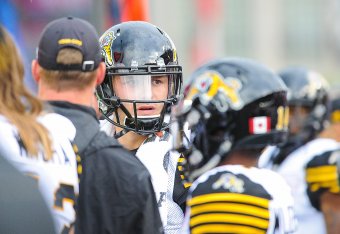 CALGARY, AB - JUNE 16: Johnny Manziel #2 of the Hamilton Tiger-Cats stands on the sidelines during a CFL game against the Calgary Stampeders at McMahon Stadium on June 16, 2018 in Calgary, Alberta, Canada. (Photo by Derek Leung/Getty Images)