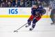 COLUMBUS, OH - APRIL 17: Artemi Panarin #9 of the Columbus Blue Jackets controls the puck in Game Three of the Eastern Conference First Round during the 2018 NHL Stanley Cup Playoffs against the Washington Capitals on April 17, 2018 at Nationwide Arena i