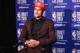 BROOKLYN, NY- JUNE 21: Trae Young speaks with the media after being selected number five overall during the 2018 2018 NBA Draft on June 21, 2018 in Brooklyn, NY. NOTE TO USER: User expressly acknowledges and agrees that, by downloading and/or using this