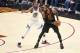 CLEVELAND, OH - JUNE 08: LeBron James #23 of the Cleveland Cavaliers defended by Kevin Durant #35 of the Golden State Warriors during Game Four of the 2018 NBA Finals at Quicken Loans Arena on June 8, 2018 in Cleveland, Ohio. NOTE TO USER: User expressly