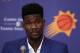 PHOENIX, AZ - JUNE 22:  First overall pick, Deandre Ayton of the Phoenix Suns speaks during a press conference at Talking Stick Resort Arena on June 22, 2018 in Phoenix, Arizona.  NOTE TO USER: User expressly acknowledges and agrees that, by downloading a
