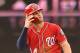WASHINGTON, DC - JUNE 23: Bryce Harper #34 of the Washington Nationals looks on from second base during a baseball game against the Philadelphia Phillies at Nationals Park on June 23, 2018 in Washington, DC. (Photo by Mitchell Layton/Getty Images)