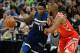 MINNEAPOLIS, MN - APRIL 21: Jamal Crawford #11 of the Minnesota Timberwolves drives to the basket against Chris Paul #3 of the Houston Rockets in Game Three of Round One of the 2018 NBA Playoffs on April 21, 2018 at the Target Center in Minneapolis, Minne