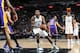 SAN ANTONIO, TX - APRIL 5: Kawhi Leonard #2 of the San Antonio Spurs handles the ball against the Los Angeles Lakers on April 5, 2017 at the AT&T Center in San Antonio, Texas. NOTE TO USER: User expressly acknowledges and agrees that, by downloading and o