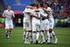 France's players celebrate after scoring their second goal during the Russia 2018 World Cup quarter-final football match between Uruguay and France at the Nizhny Novgorod Stadium in Nizhny Novgorod on July 6, 2018. (Photo by Kirill KUDRYAVTSEV / AFP) / RE