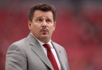 GLENDALE, AZ - OCTOBER 01:  Arizona Cardinals president Michael Bidwill  before the start of the NFL game against the San Francisco 49ers at the University of Phoenix Stadium on October 1, 2017 in Glendale, Arizona.  (Photo by Christian Petersen/Getty Ima
