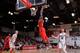 LAS VEGAS, NV - JULY 11: OG Anunoby #3 of the Toronto Raptors dunks the ball against the Denver Nuggets during the 2018 Las Vegas Summer League on July 11, 2018 at the Cox Pavilion in Las Vegas, Nevada. NOTE TO USER: User expressly acknowledges and agrees