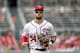 WASHINGTON, DC - JULY 22: Bryce Harper #34 of the Washington Nationals runs in from the outfield in the first inning Atlanta Braves at Nationals Park on July 22, 2018 in Washington, DC. (Photo by Rob Carr/Getty Images)