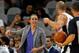 SAN ANTONIO,TX - OCTOBER 8: Filling in for head coach Gregg Popovich, Becky Hammon talks to Manu Ginobili #20 of the San Antonio Spurs during game against the Denver Nuggets at AT&T Center on October 8, 2017 in San Antonio, Texas. NOTE TO USER: User expre