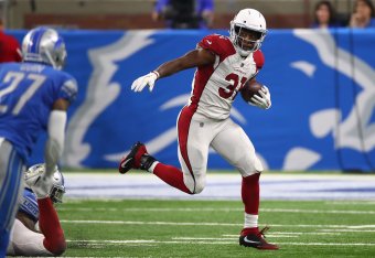 DETROIT, MI - SEPTEMBER 10: David Johnson #31 of the Arizona Cardinals looks for yards during a run while playing the Detroit Lions at Ford Field on September 10, 2017 in Detroit, Michigan. (Photo by Gregory Shamus/Getty Images)