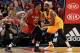 MIAMI, FL - MARCH 04: Hassan Whiteside #21 of the Miami Heat posts up Tristan Thompson #13 of the Cleveland Cavaliers during a game at American Airlines Arena on March 4, 2017 in Miami, Florida. NOTE TO USER: User expressly acknowledges and agrees that,