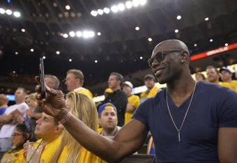 OAKLAND, CA - JUNE 3: NFL Hall of Famer Terrell Owens takes in the game of the Cleveland Cavaliers against the Golden State Warriors during Game Two of the 2018 NBA Finals on June 3, 2018 at ORACLE Arena in Oakland, California. NOTE TO USER: User expressl