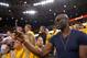 Terrell Owens takes a selfie at Game 2 of 2018 NBA Finals.