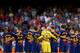 BARCELONA, SPAIN - AUGUST 20: Barcelona players observe a minute's silence in memory of victims of the terrorist attack in Barcelona during the La Liga match between Barcelona and Real Betis at Camp Nou on August 20, 2017 in Barcelona, Spain. (Photo by