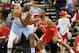 HOUSTON, TX - MARCH 15: Montreal Harrell #5 of the LA Clippers looks to drive on Chris Paul #3 of the Houston Rockets at Toyota Center on March 15, 2018 in Houston, Texas. NOTE TO USER: User expressly acknowledges and agrees that, by downloading and or us